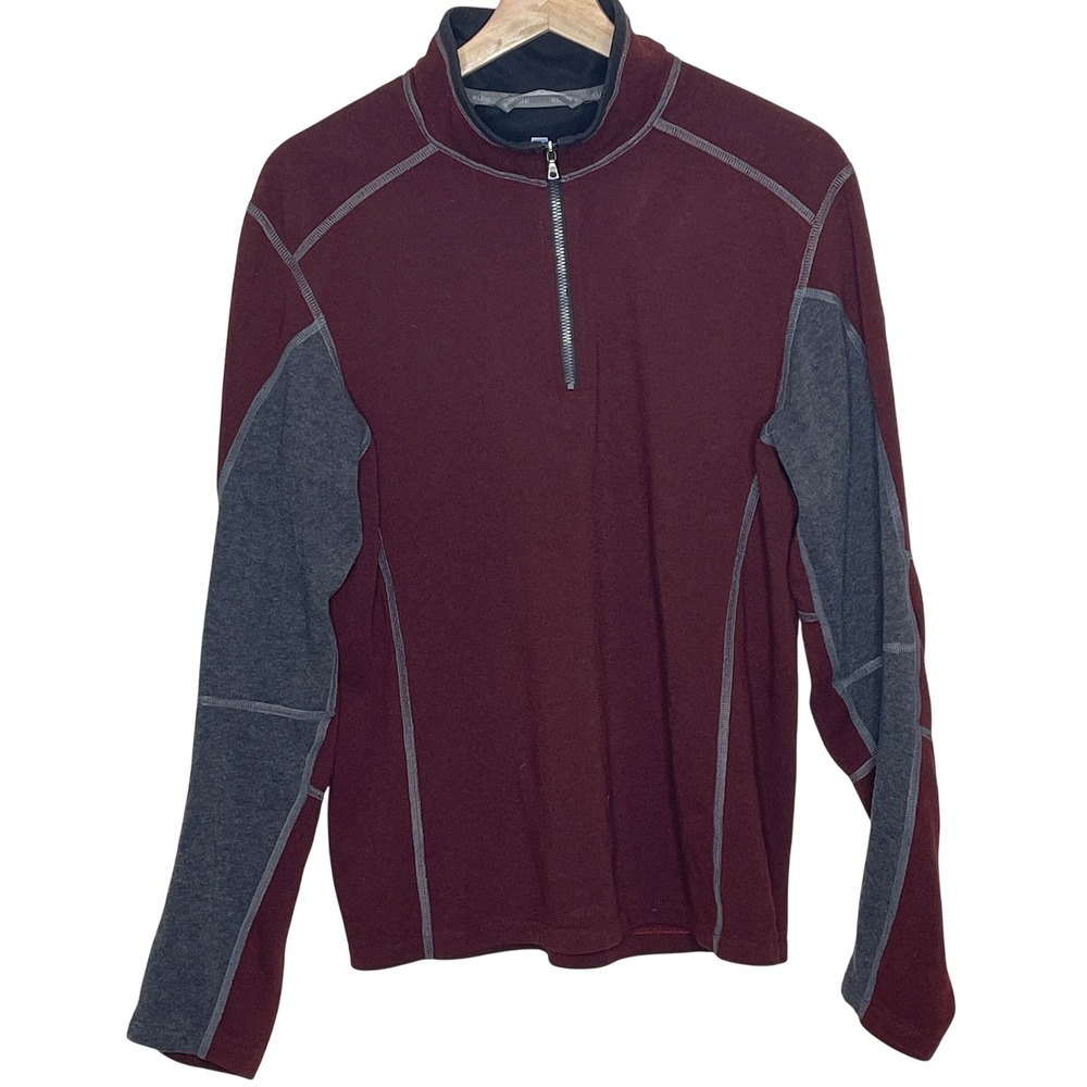 KÜHL‎ Kashmira Pullover Quarter Zip Maroon Gray Contrast Stitch Women's